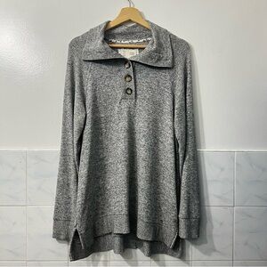 Anthropologie Women’s Gray Cloudfleece Pullover Tunic M Preppy Lightweight Cozy